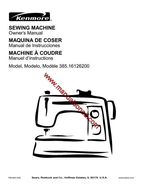 Kenmore 385.16130200 Sewing Machine Manual PDF