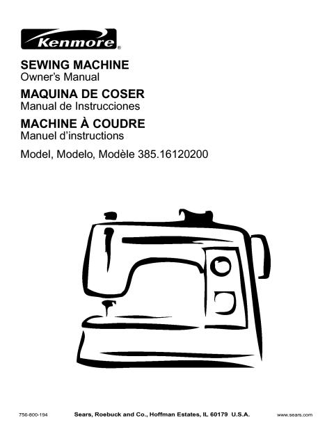 Kenmore 385.16120200 Sewing Machine Manual PDF