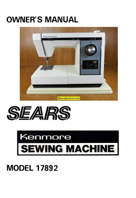 Kenmore 158.1789280 - 17892 Sewing Machine Manual PDF