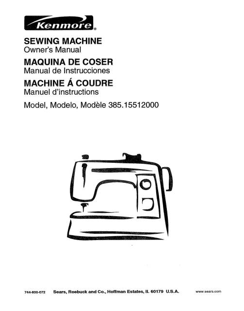 Kenmore 385.15512000 Sewing Machine Manual PDF