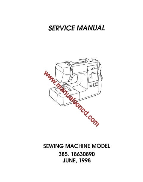 Kenmore 385.18630890 Sewing Machine Service Manual PDF