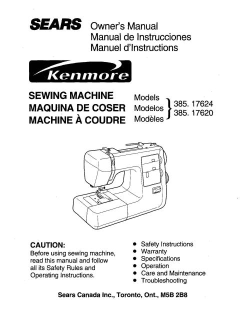 Kenmore 385.17620 Sewing Machine Manual PDF