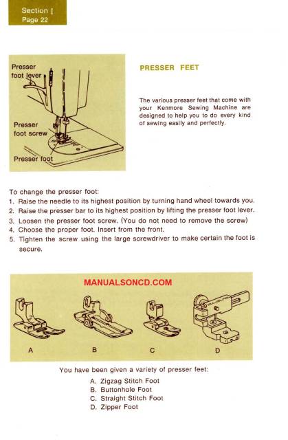 Kenmore 148.13220 Sewing Machine Instruction Manual PDF