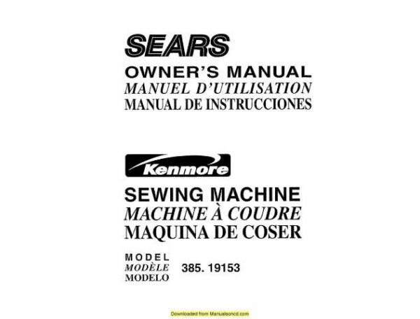 Kenmore 385.19153 Sewing Machine Manual PDF
