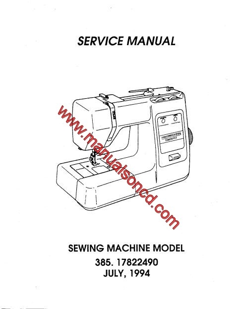 Kenmore 385.17126690 Sewing Machine Service Manual PDF